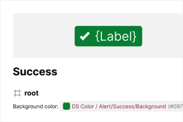 A Success appearance exhibit with its property attributes listed